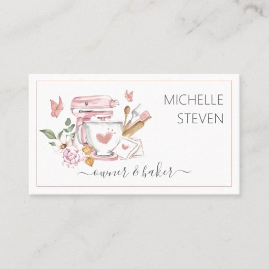 Waterverf Bakkerij stand mixer Visitekaartje (Voorkant)