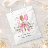 Waterverf Bakkerij Utensils Roze Bow Gepersonalise Bedankzakje (Geknipt)