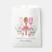 Waterverf Bakkerij Utensils Roze Bow Gepersonalise Bedankzakje (Voorkant)