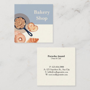 Waterverf bakkerij vierkante visitekaartje