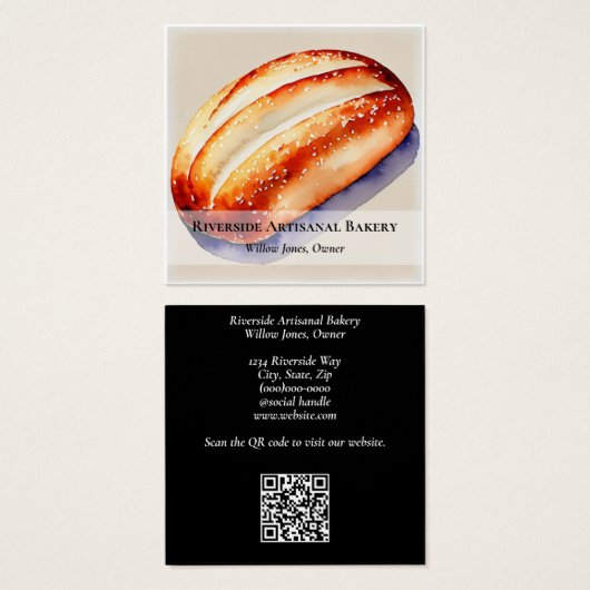 Waterverf Bakkerij Visitekaartje (Voorkant /achterkant)