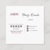 Waterverf bakkerijbanketbakkerswaren Cupcakes Squa Vierkante Visitekaartje (Achterkant)