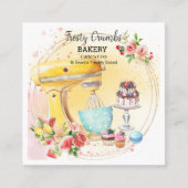 Waterverf bakkerijbanketbakkerswaren Cupcakes Squa Vierkante Visitekaartje (Voorkant)