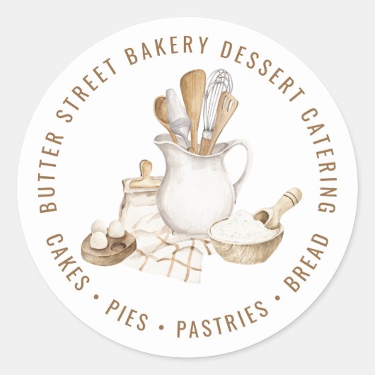 Waterverf bakkerijgebak ronde sticker (Voorkant)