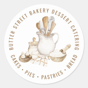 Waterverf bakkerijgebak ronde sticker