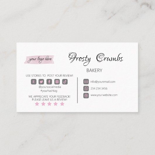 Waterverf Bakkerijkdarm + bakkerijVisitekaartje Visitekaartje (Achterkant)