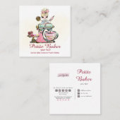 Waterverf bakkerijmixer banketbakkerskoeken vierkante visitekaartje (Voorkant / Achterkant)