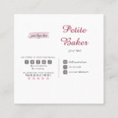 Waterverf bakkerijmixer banketbakkerskoeken vierkante visitekaartje (Achterkant)