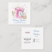 Waterverf bakkerijmixer banketbakkerskoeken vierkante visitekaartje (Voorkant / Achterkant)