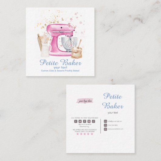 Waterverf bakkerijmixer banketbakkerskoeken vierkante visitekaartje (Voorkant / Achterkant)