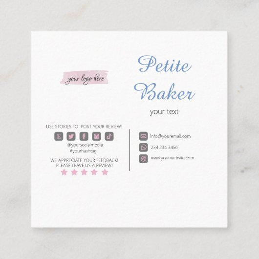 Waterverf bakkerijmixer banketbakkerskoeken vierkante visitekaartje (Achterkant)