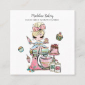 Waterverf bakkerijmixer banketbakkerskoeken vierkante visitekaartje (Voorkant)