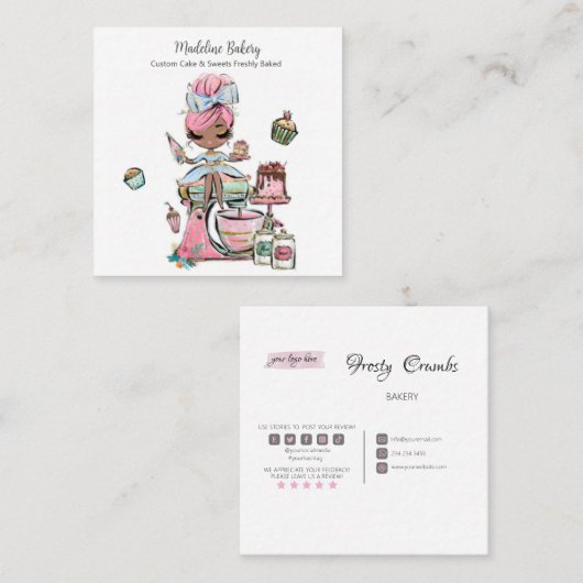 Waterverf bakkerijmixer banketbakkerskoeken vierkante visitekaartje (Voorkant / Achterkant)