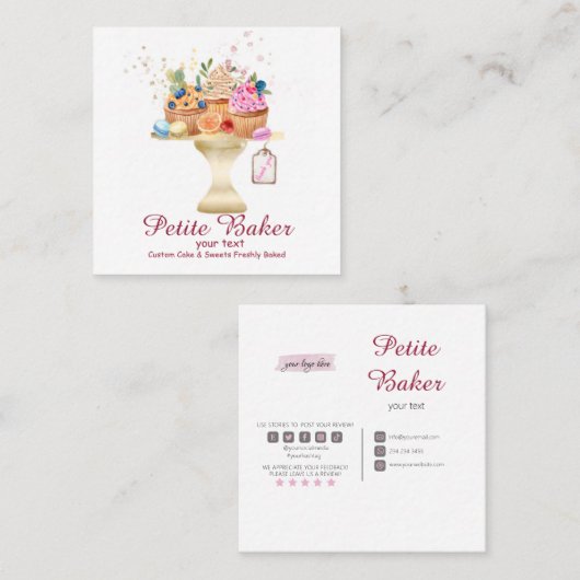 Waterverf bakkerijmixer banketbakkerswaren vierkante visitekaartje (Voorkant / Achterkant)