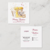 Waterverf bakkerijmixer banketbakkerswaren vierkante visitekaartje (Voorkant / Achterkant)