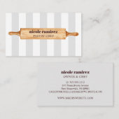 Waterverf Bakkers Rolling Pin Patisserie gestreept Visitekaartje (Voorkant / Achterkant)
