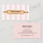 Waterverf Bakkers Rolling Pin Patisserie gestreept Visitekaartje (Voorkant / Achterkant)