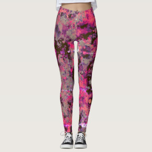Waterverf Baksteen Zwart Roze Verf Spat Abstract Leggings