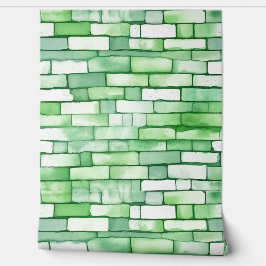 Waterverf bakstenen groen wit naadloze patronen behang