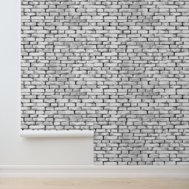 Waterverf bakstenen patronen zwart wit elegant behang (Applicatie)