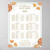 Waterverf Baktaart en gebak Winkel Bakkerij Menu Poster (Voorkant)