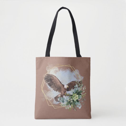 Waterverf Bald Eagle Framed Bouquet Tote Bag (Voorkant)
