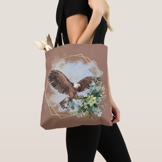 Waterverf Bald Eagle Framed Bouquet Tote Bag (Dichtbij)