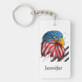 Waterverf Bald Eagle VS Amerikaans leger Sleutelhanger (Voorkant)