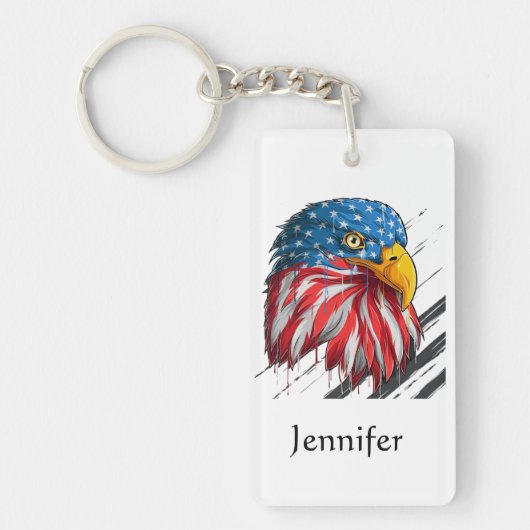 Waterverf Bald Eagle VS Amerikaans leger Sleutelhanger (Voorkant)