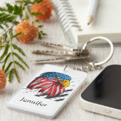 Waterverf Bald Eagle VS Amerikaans leger Sleutelhanger (Voorkant Rechts)