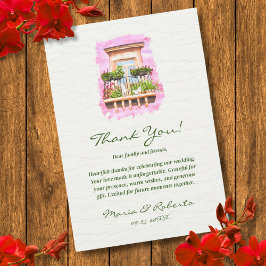 Waterverf Balkon Hacienda Mexicaanse bruiloft Bedankkaart