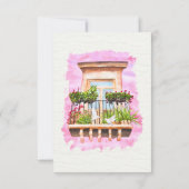 Waterverf Balkon Hacienda Mexicaanse bruiloft Bedankkaart (Achterkant)