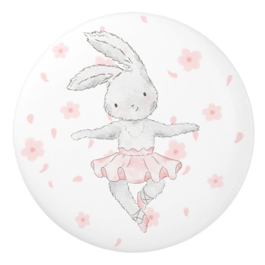 Waterverf Ballerina Bunny Ceramic Pull Keramische Knop (Voorkant)