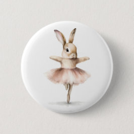 Waterverf Ballerina Bunny Dancing Tan Pink Ronde Button 5,7 Cm