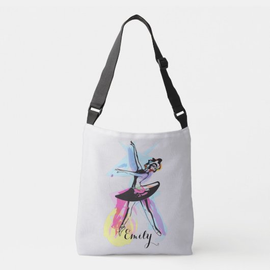 Waterverf Ballerina Dancer Gepersonaliseerd Crossbody Tas (Voorkant)