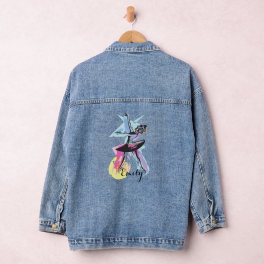 Waterverf Ballerina Dancer Gepersonaliseerd Denim Jacket (Hangar)