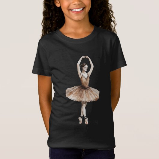 Waterverf ballerina en pointe t-shirt (Voorkant)