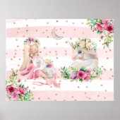 Waterverf Ballerina en Unicorns Poster (Voorkant)
