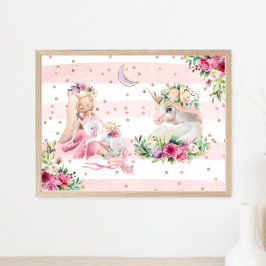 Waterverf Ballerina en Unicorns Poster