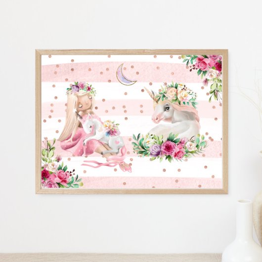 Waterverf Ballerina en Unicorns Poster