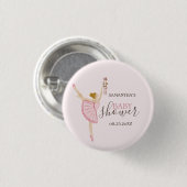 Waterverf Ballerina Notenkraker Roze Baby shower Ronde Button 3,2 Cm (Voorkant /achterkant)