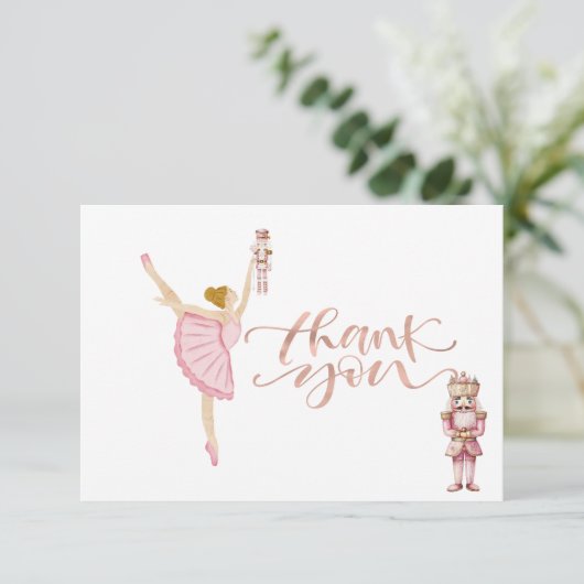 Waterverf Ballerina Nutcrackers Bedankt Card (Staand voorkant)