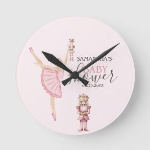 Waterverf Ballerina Nutcrackers Roze Baby shower Ronde Klok