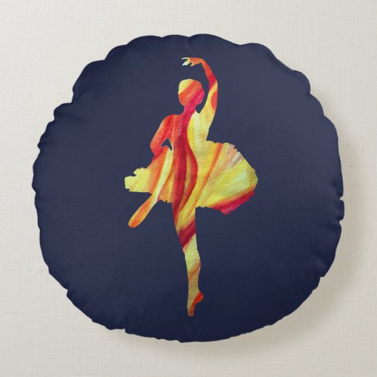 Waterverf Ballerina Rond Kussen (Voorkant)