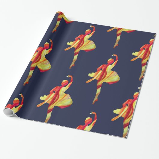 Waterverf Ballerina Silhouet Cadeaupapier (Uitgerold)
