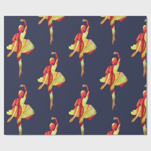 Waterverf Ballerina Silhouette Cadeaupapier (Vlak)