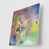 Waterverf Ballerina Space Wall Clock Vierkante Klok (Hoek)