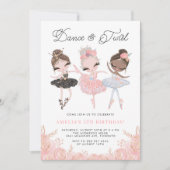 Waterverf  Ballerinas Ballet Birthday Party Kaart (Voorkant)