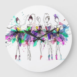 Waterverf Ballerina's: Bright Dance Illustratie Grote Klok