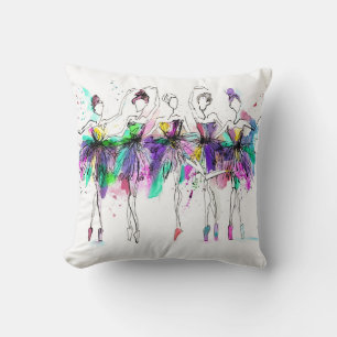 Waterverf Ballerina's: Bright Dance Illustratie Kussen